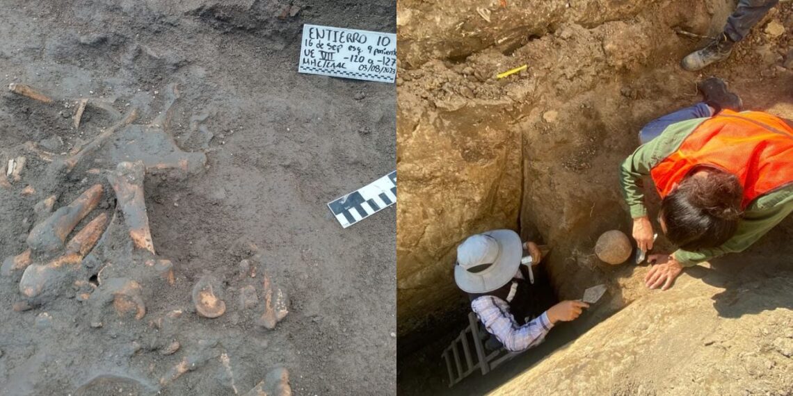 Tesoro arqueológico en Puebla: Descubren 11 entierros en obras de drenaje en Cholula
