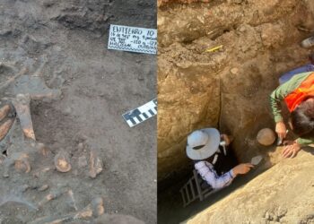 Tesoro arqueológico en Puebla: Descubren 11 entierros en obras de drenaje en Cholula