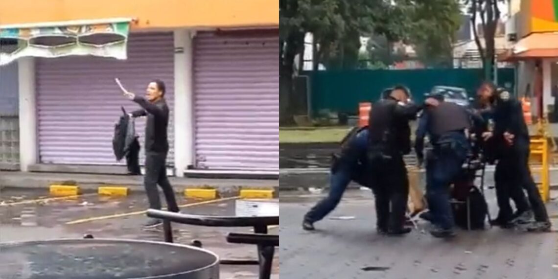 Hombre intenta apuñalar a policías en Tlalpan, CDMX