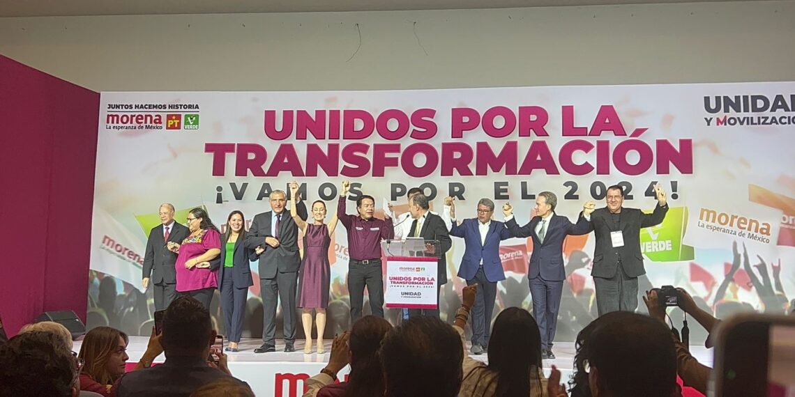 Felicita Morena CDMX a Claudia Sheinbaum por su triunfo en la encuesta interna