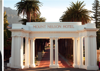 La moda africana se encuentra por la tarde en Mount Nelson, A Belmond Hotel, Cape Town