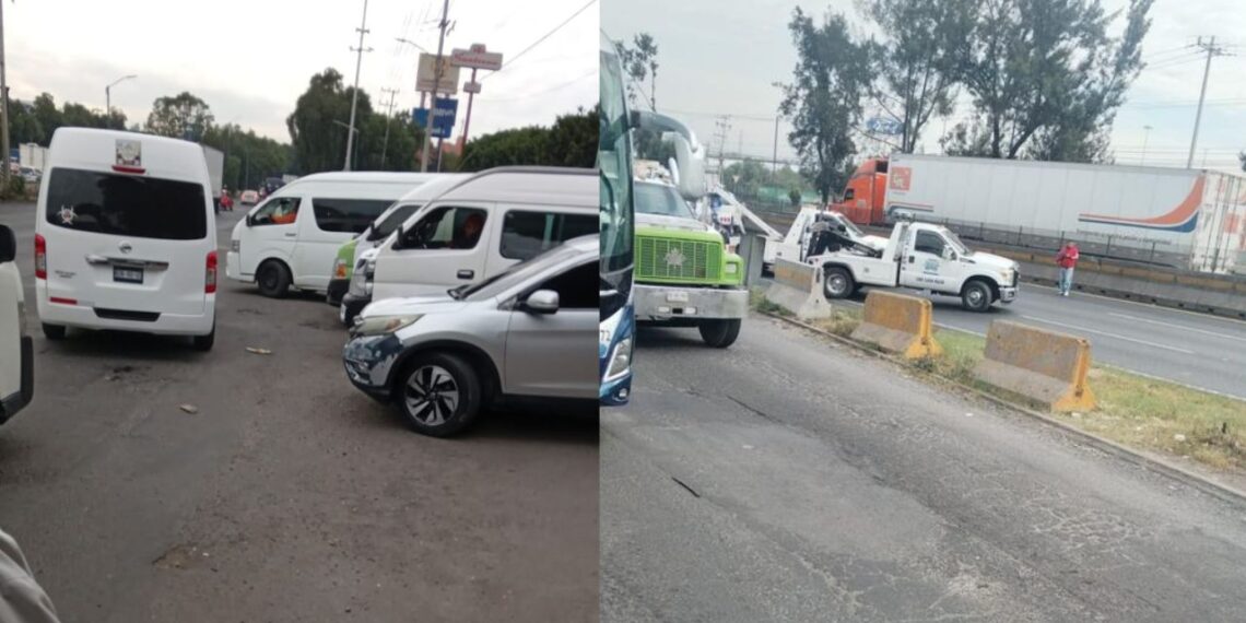 Suman 5 horas de bloqueo de transportistas sobre la México-Querétaro