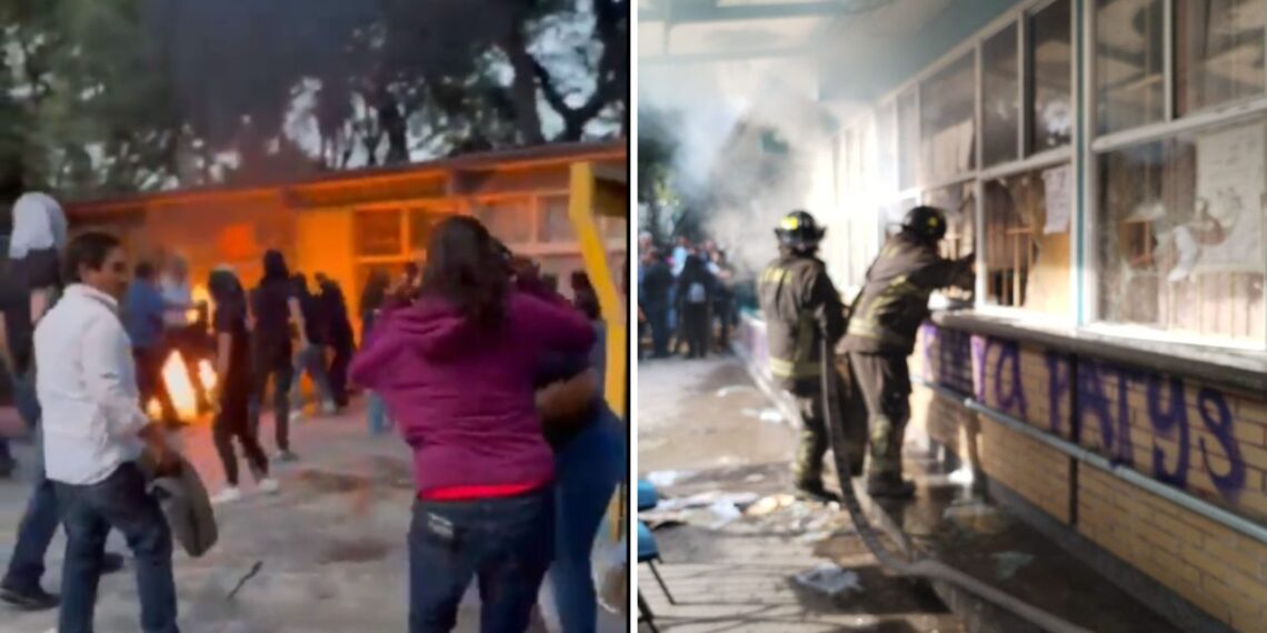 Encapuchados vandalizan y prenden fuego a dirección de CCH Azcapotzalco