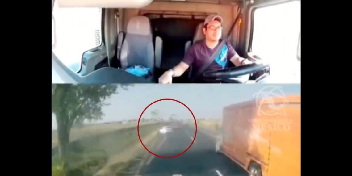 Tráiler vuelca en la México-Pachuca tras maniobra imprudente de un Kia