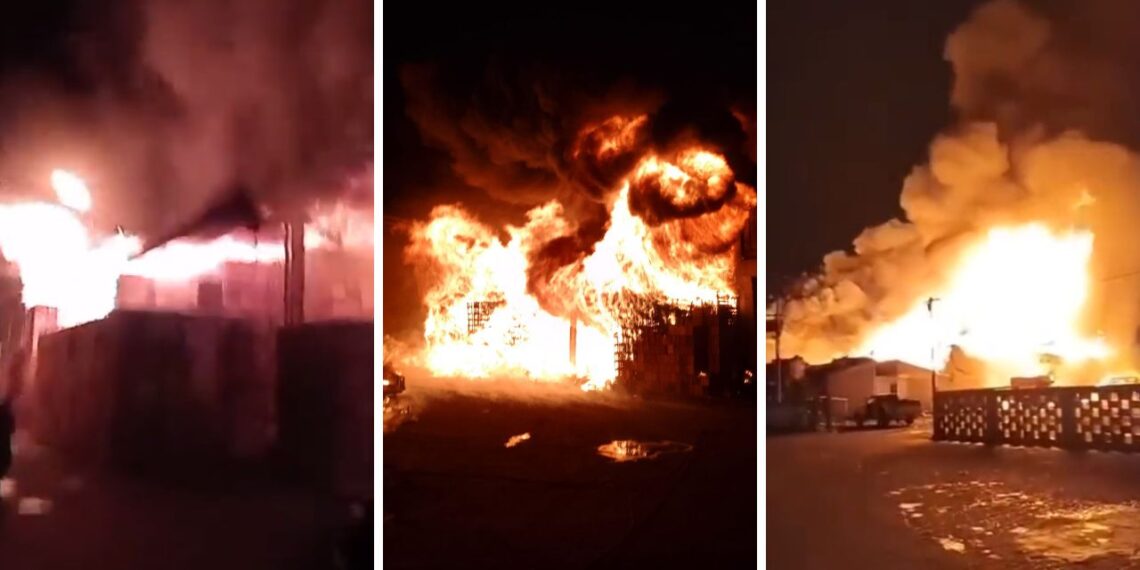 Fuerte incendio sacude Central de Abasto de Toluca