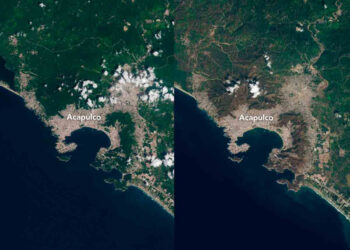La NASA revela imágenes del antes y después del paso del huracán Otis por Acapulco