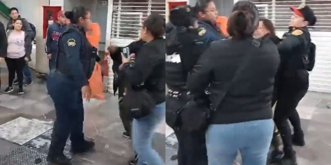 Policías y vendedores ambulantes se pelean a golpes en metro Chabacano