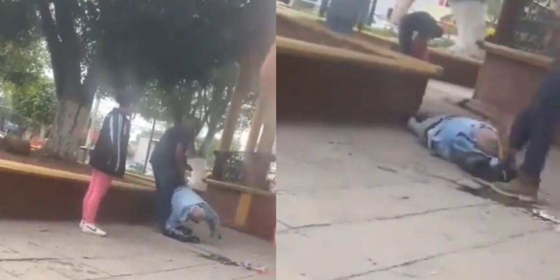 Sujeto golpea brutalmente a abuelito en parque de Querétaro