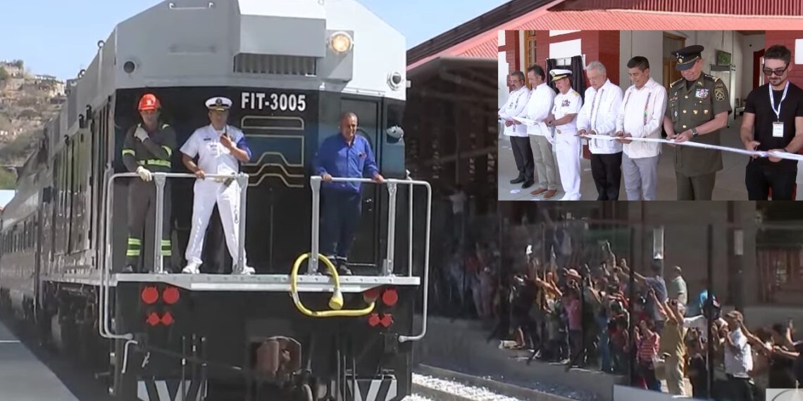 AMLO corta listón de inauguración de primer tramo del Tren Interoceánico