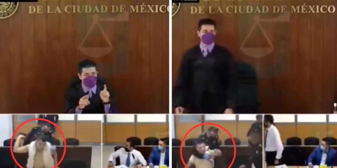 Sujeto pierde el control y agrede a juez en plena audiencia