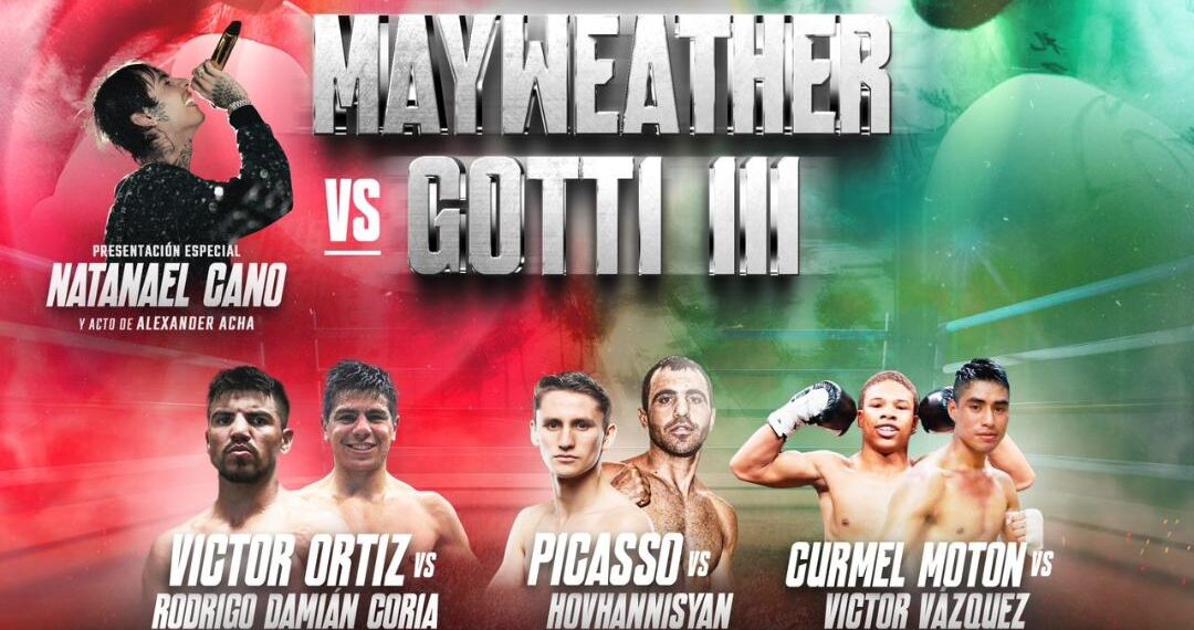 Anuncian cartelera completa final y show de NATANAEL CANO para el encuentro entre MAYWEATHER y GOTTI iii en la ARENA CDMX