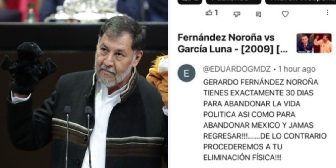 Noroña interpondrá denuncia por amenazas de muerte