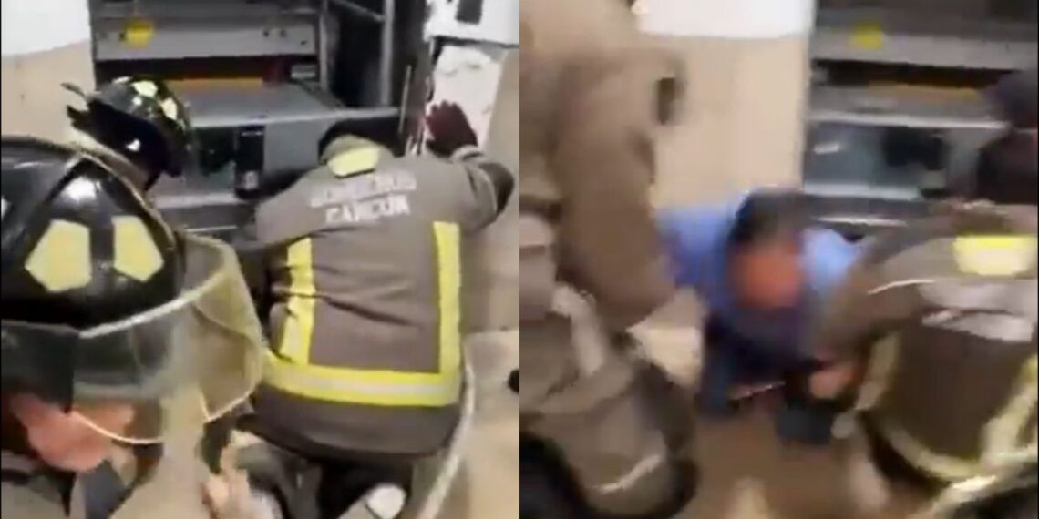 Rescatan a trabajador del IMSS tras quedar atrapado en elevador en Cancún
