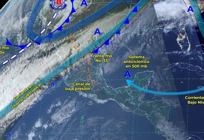 Pronóstico del clima México hoy prevé avance del frente frio 34