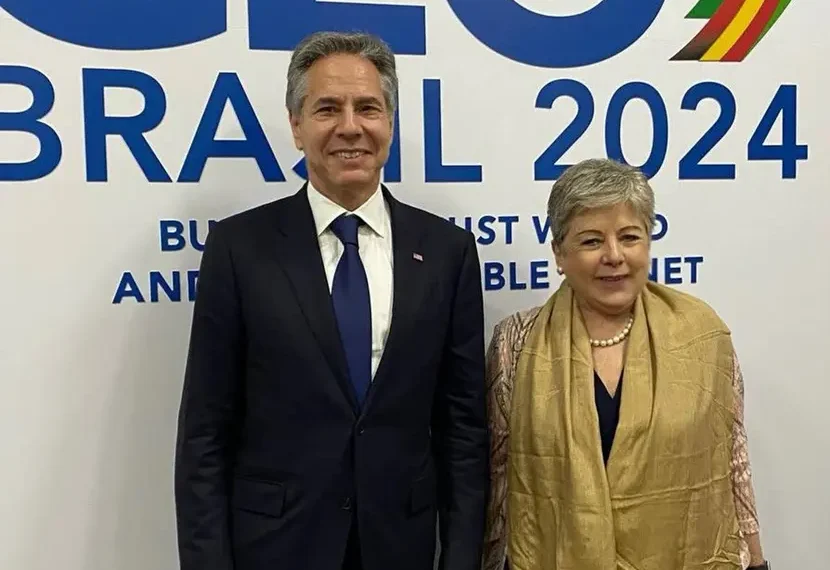Alicia Bárcena se reunió con Antony Blinken en el marco del G20 en Brasil