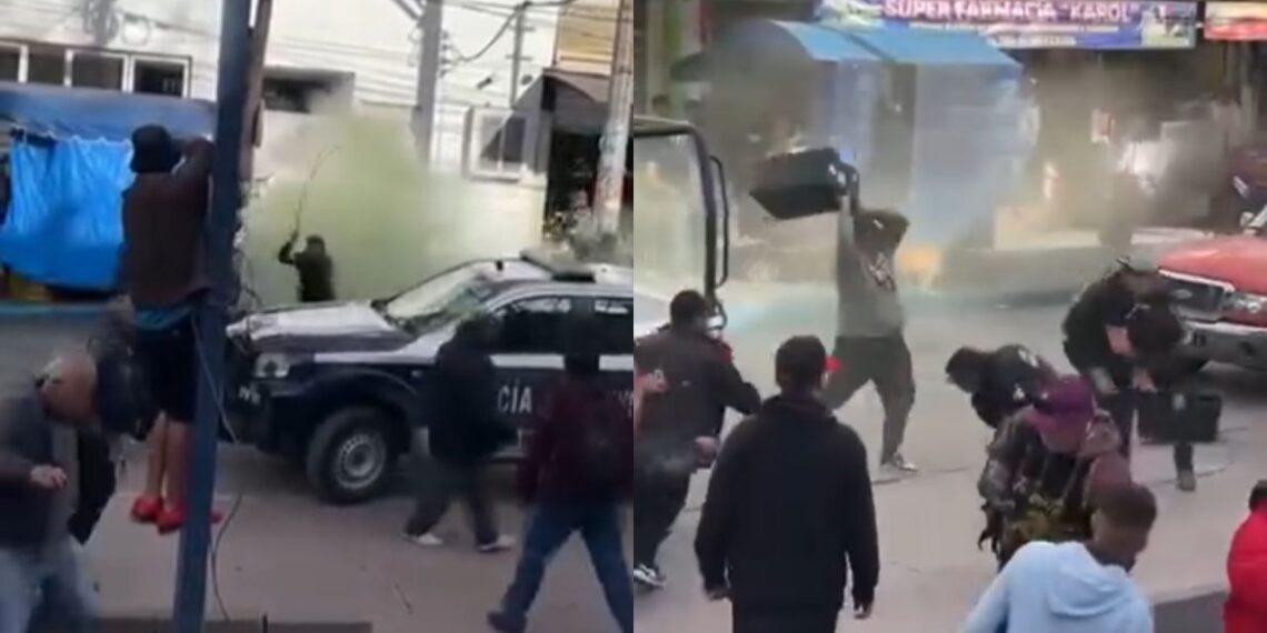 Comerciantes golpean a sujeto tras amenazarlos con cuchillo en Huehuetoca