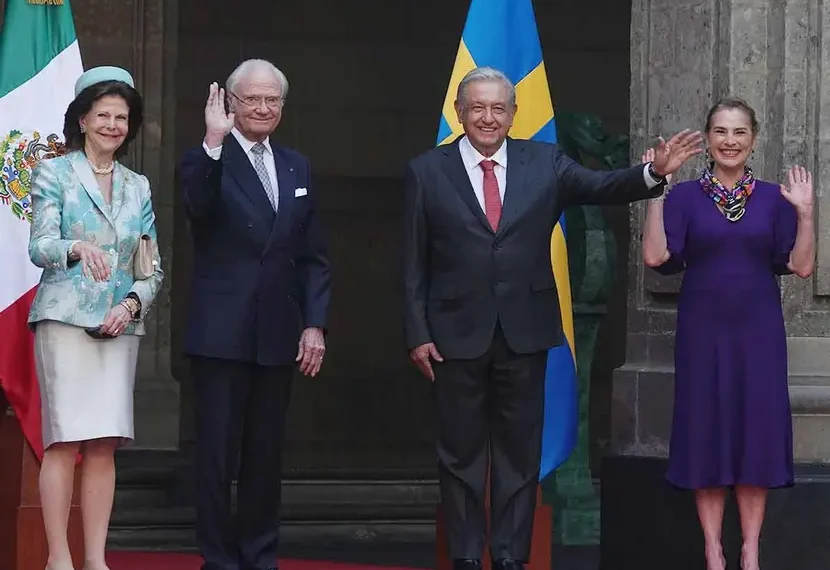 López Obrador recibe a los reyes de Suecia en Palacio Nacional