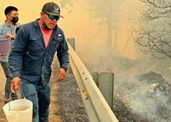 Evacuan municipio de Pinal de Amoles, Querétaro, por fuerte incendio forestal