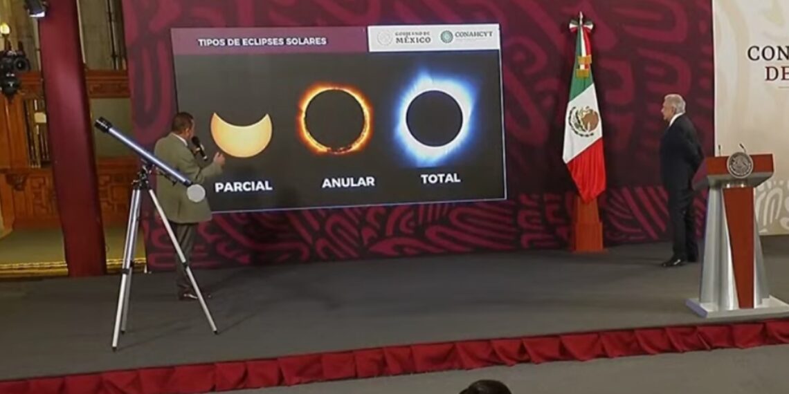 Llama AMLO a medios a difundir medidas de prevensión ante el próximo eclipse