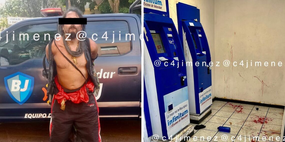 Sujeto ataca con machete a su expareja en un cajero automático