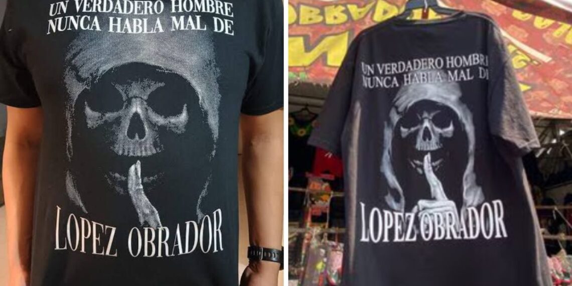 “Tienen derecho a hacerlo”: AMLO sobre playera de la Santa Muerte que lo apoya