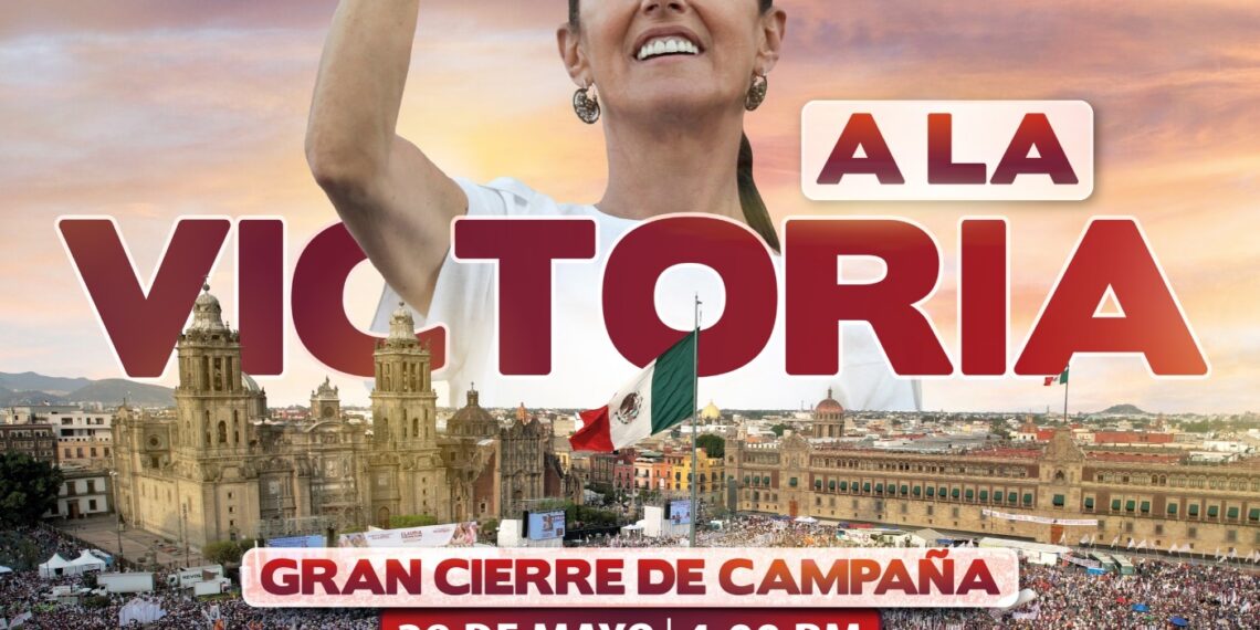 Claudia Sheinbaum cierra su campaña con Fiesta Popular en el Zócalo, amenizada por Los Ángeles Azules