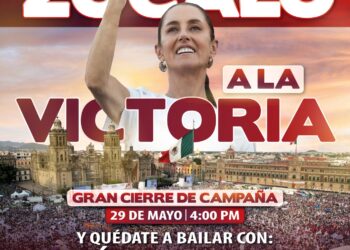 Claudia Sheinbaum cierra su campaña con Fiesta Popular en el Zócalo, amenizada por Los Ángeles Azules