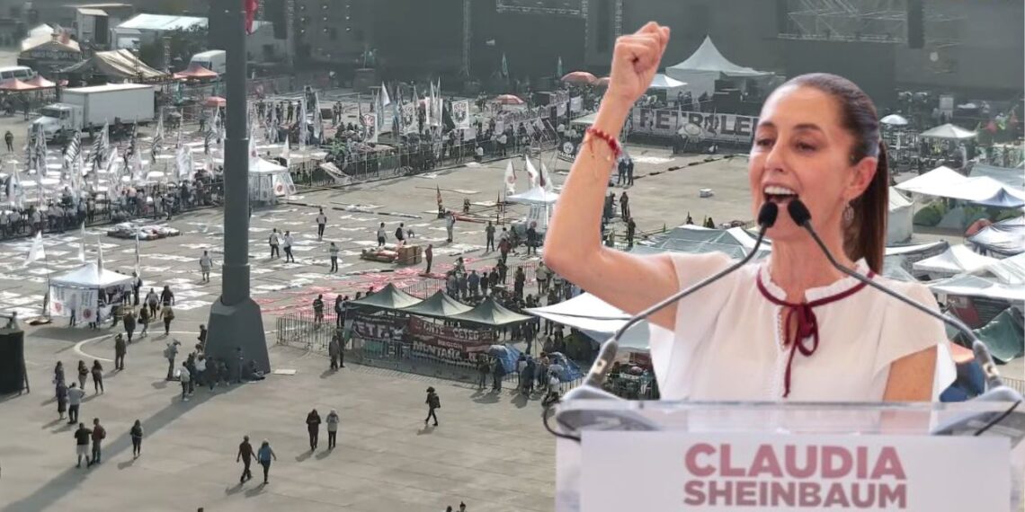 CNTE despeja el Zócalo para cierre de campaña de Sheinbaum