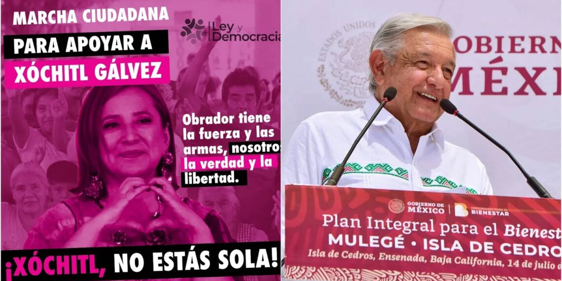 ‘En México hay libertades’, López Obrador sobre marcha en favor de Xóchitl