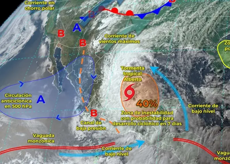 ‘Alberto’ provocará lluvias fuertes en gran parte del país