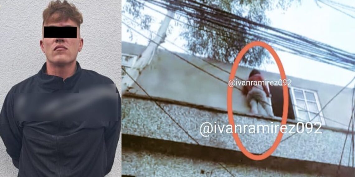 Rescatan a mujer que escapó por una marquesina tras ser golpeada por su esposo