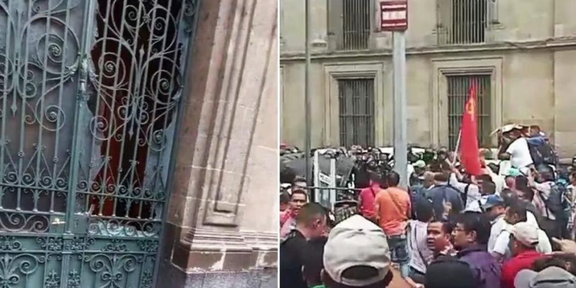 CNTE y policías se enfrentan frente a Palacio Nacional