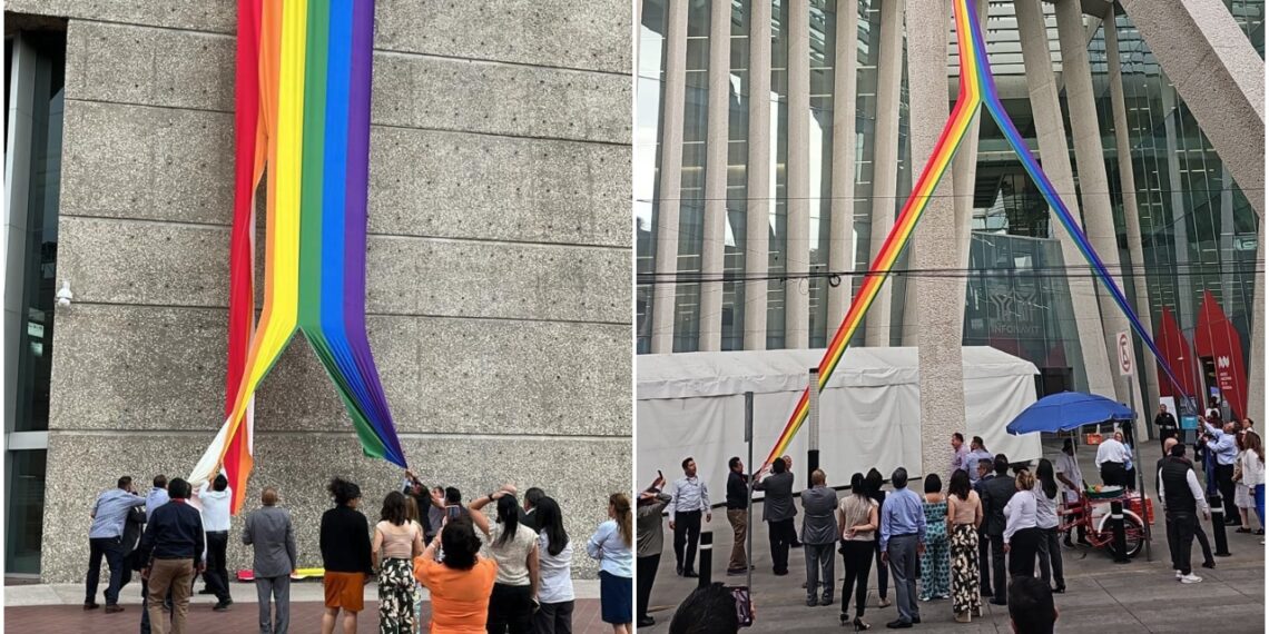 Sindicato del Infonavit rompe banderas LGBTI+ colgadas en oficinas