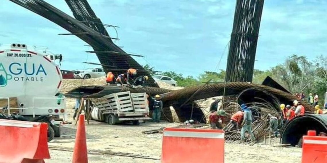 Lluvias provocan colapso de sección de puente del tramo 7 del Tren Maya