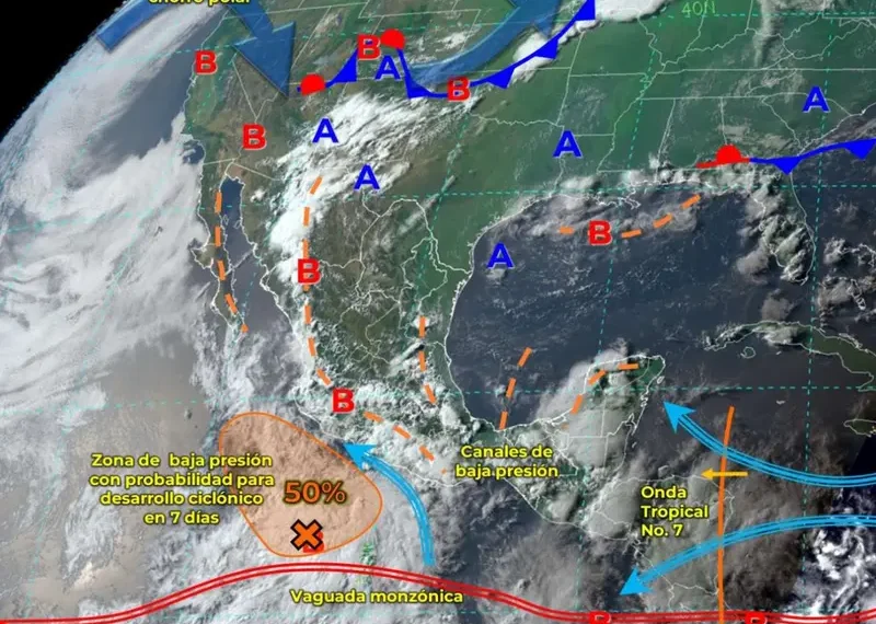 Persistirán lluvias por zona de baja presión