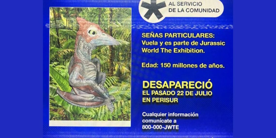 Emiten ficha de búsqueda del dino bebé robado de expo Jurassic World