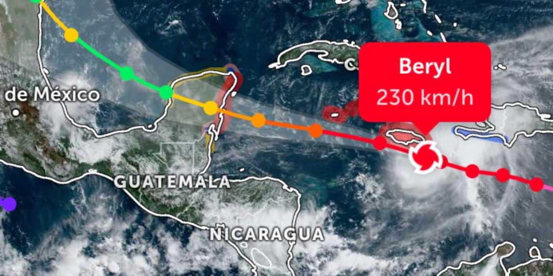 ‘Beryl’ se dirige a la Península de Yucatán como huracán categoría 3