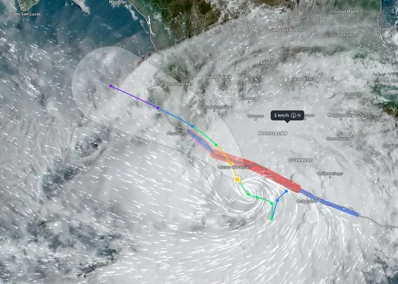El huracán ‘John’ se dirige a Aquila, Michoacán, esta es su trayectoria