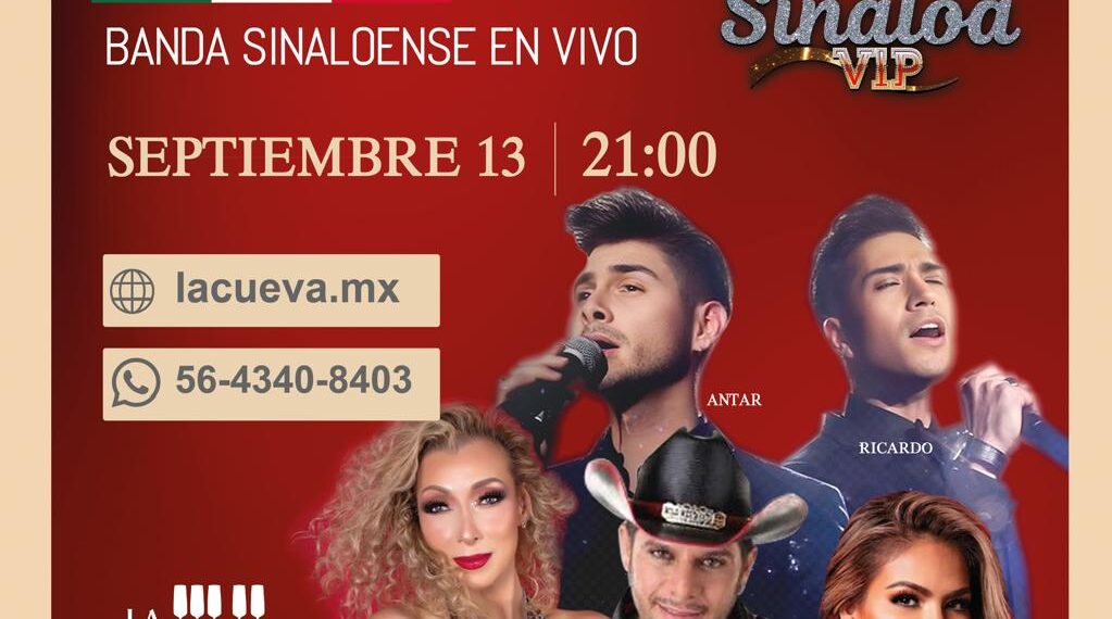 SINALOA VIP se presentará en la CUEVA de Rodrigo de la Cadena como parte de las celebraciones de la noche mexicana