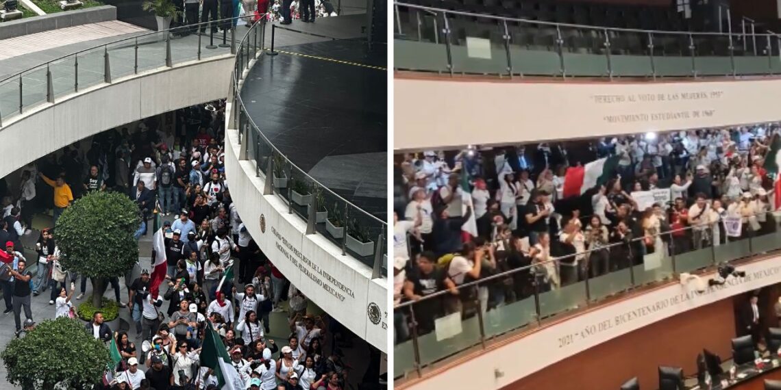 Manifestantes irrumpen en el Senado durante discusión de reforma judicial