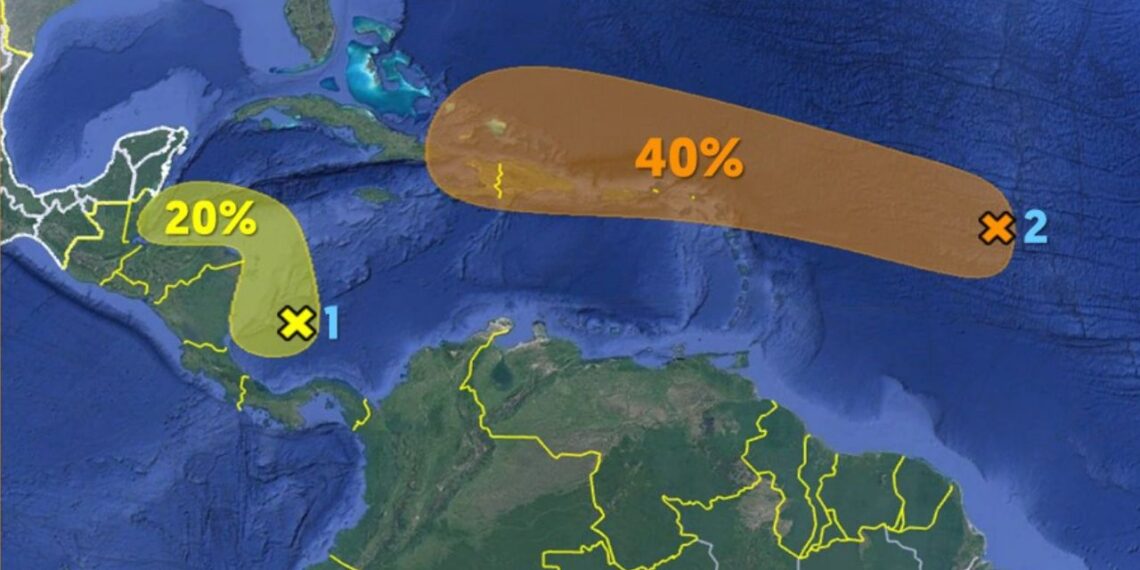 Vigilan dos zonas con potencial ciclónico en el Atlántico y el Caribe