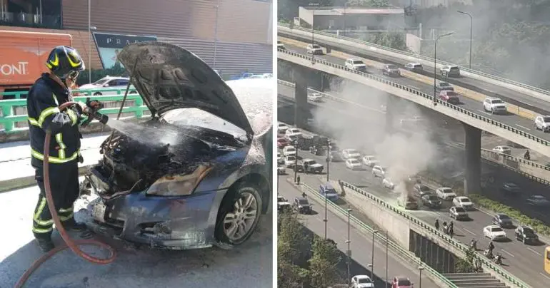 Sofocan incendio en Periférico Sur, a la altura de Plaza Artz; sin lesionados