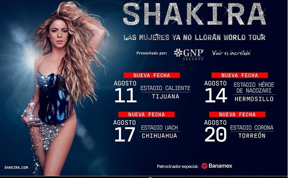 Shakira llevará Las Mujeres Ya No Lloran World Tour a Tijuana, Hermosillo, Chihuahua y Torreón
