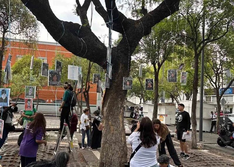 Madres buscadoras instalan El Árbol de la Esperanza en CDMX