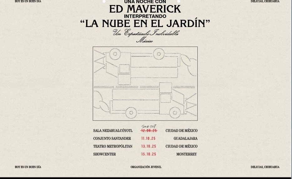Ed Maverick regresa a los escenarios con La Nube en el Jardín
