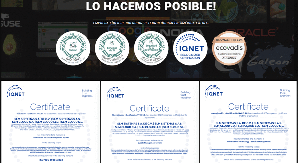 SLM Cloud obtiene la Trinorma ISO en cinco países y refuerza su liderazgo tecnológico en la región