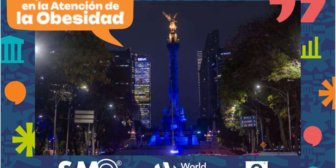 Monumentos de la CDMX se iluminan en azul por el Día Mundial y Nacional contra la Obesidad