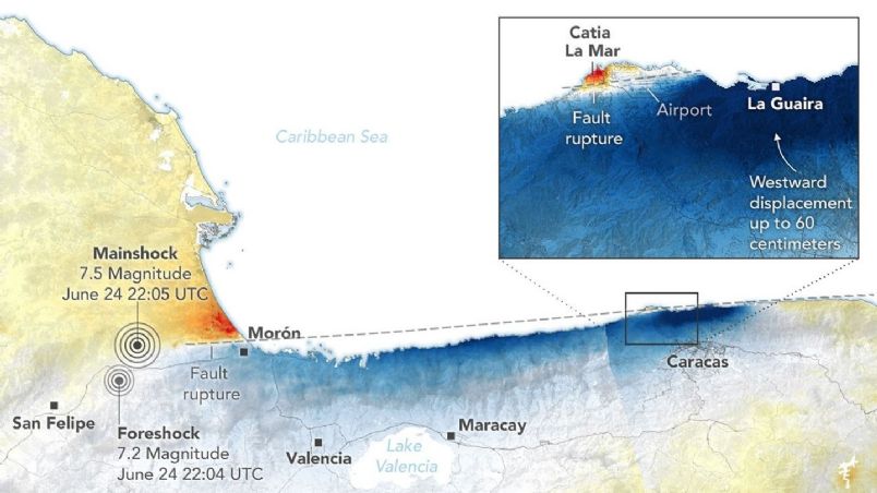 Los terremotos en Venezuela desplazaron la tierra hasta 60 centímetros en Caracas, revela la NASA