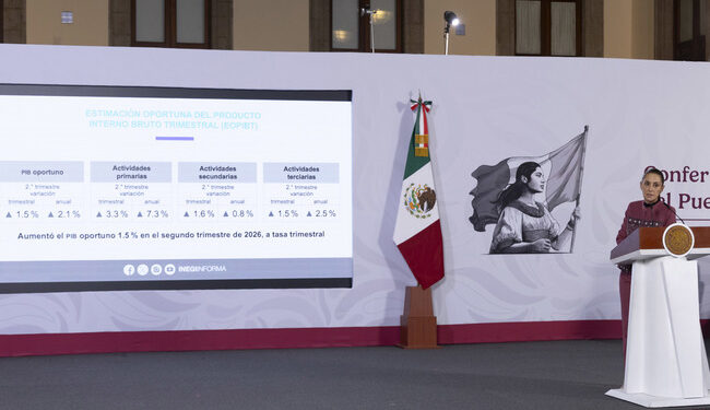 “Muy buena noticia”: Sheinbaum celebra crecimiento de 2.1% anual del PIB reportado por el INEGI
