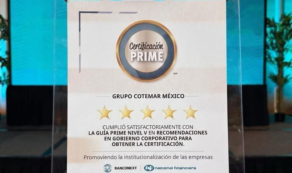 Grupo Cotemar alcanza la Certificación PRIME Nivel V Estrellas, reconocimiento a su gobierno corporativo